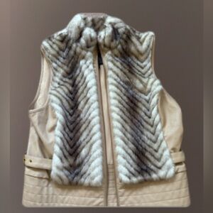 Guess Beige and Faux Fur Vest